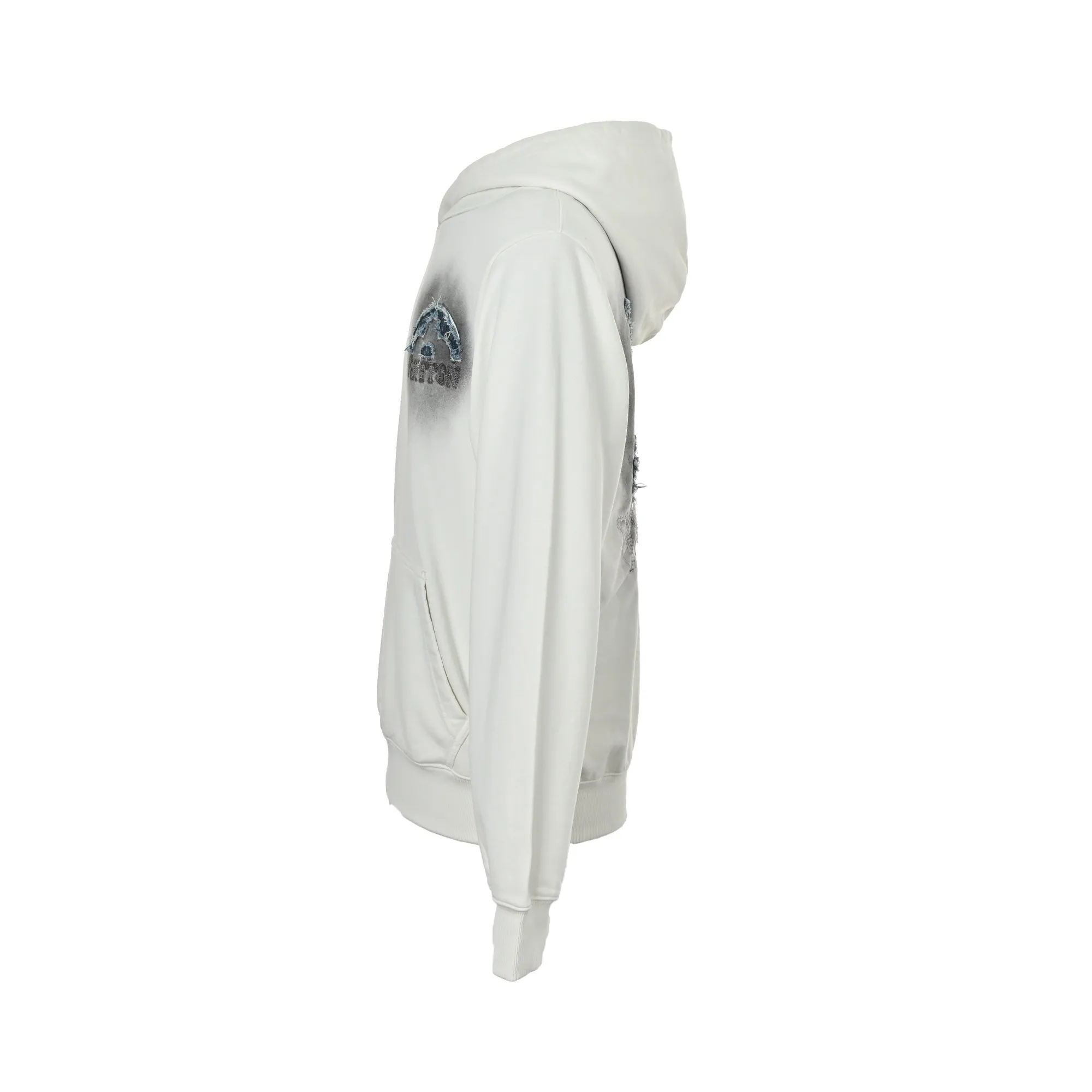 Louis Vuitton/Louis Vuitton denim patch embroidery washed ripped hole hooded sweatshirt